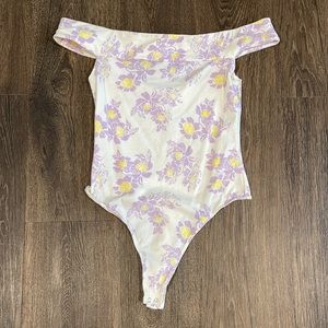 Free People White Floral Bodysuit